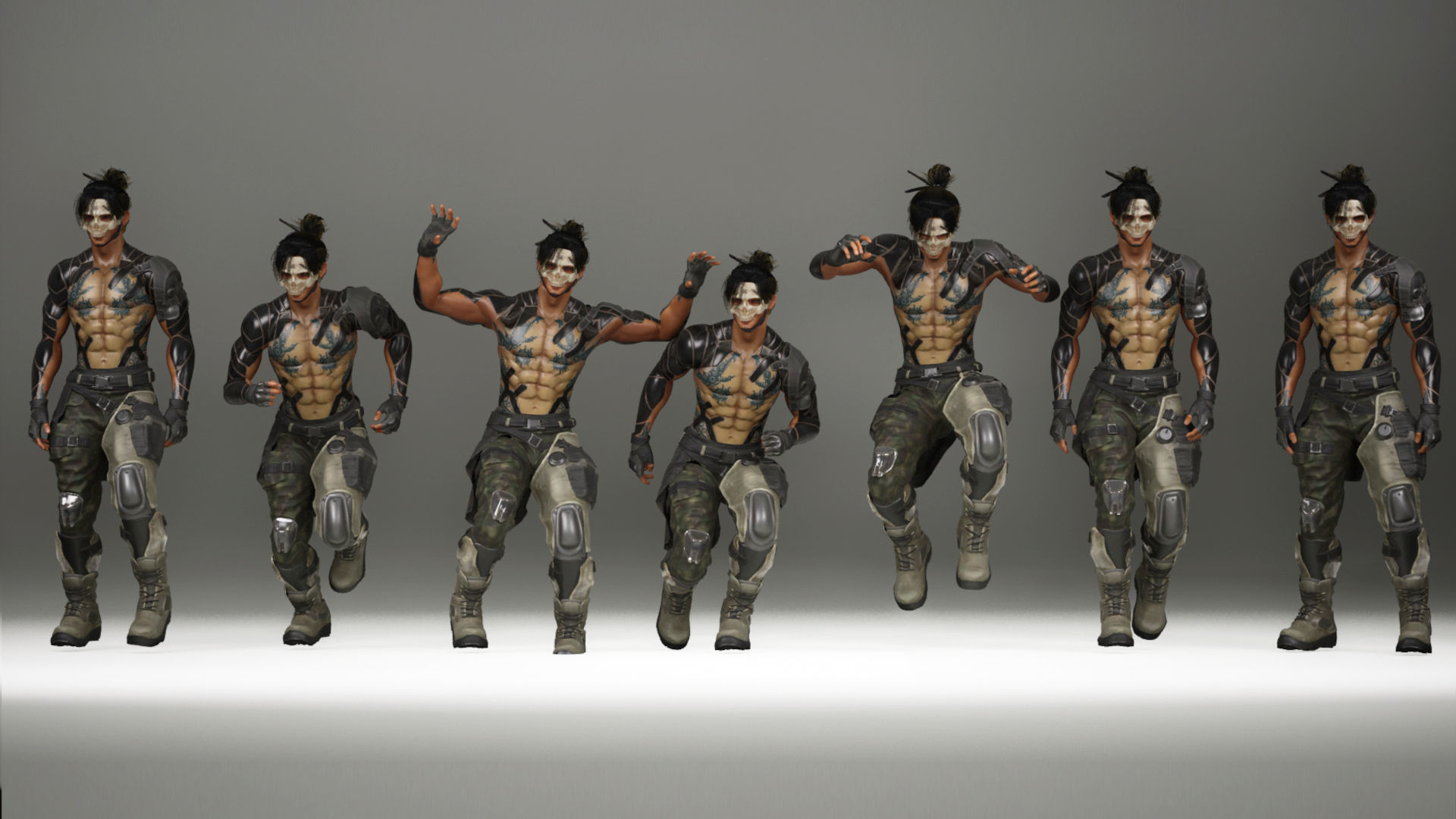 Futuristic Tribal Warrior Low-poly 3D model_7