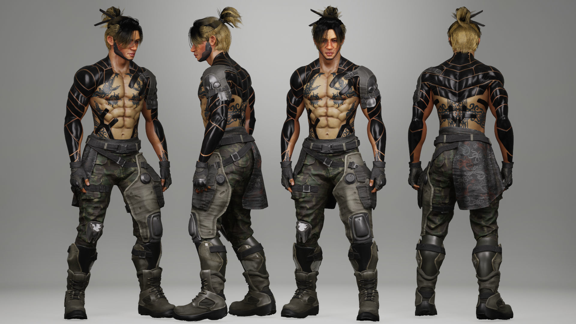 Futuristic Tribal Warrior Low-poly 3D model_6