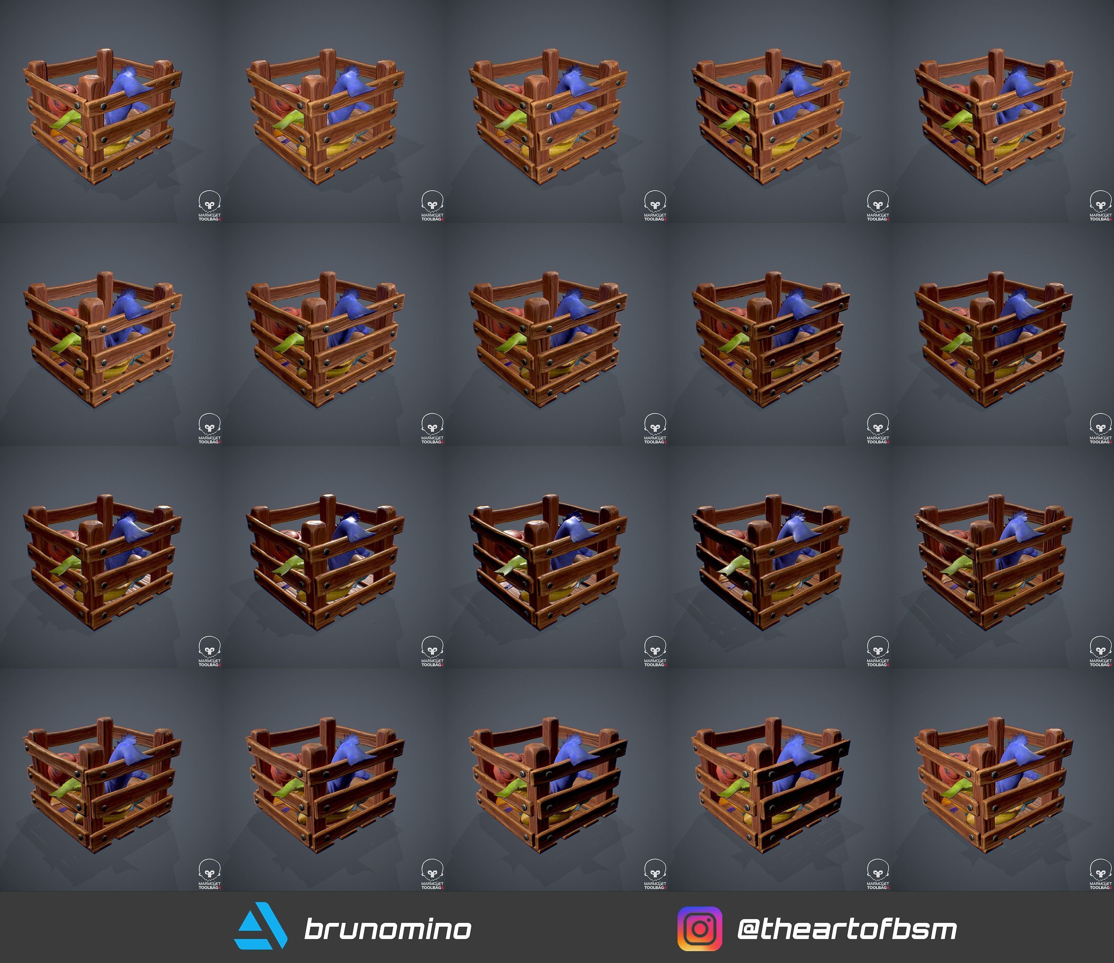 Stylized Box with Fishes - Game Ready Asset Low-poly 3D model_16