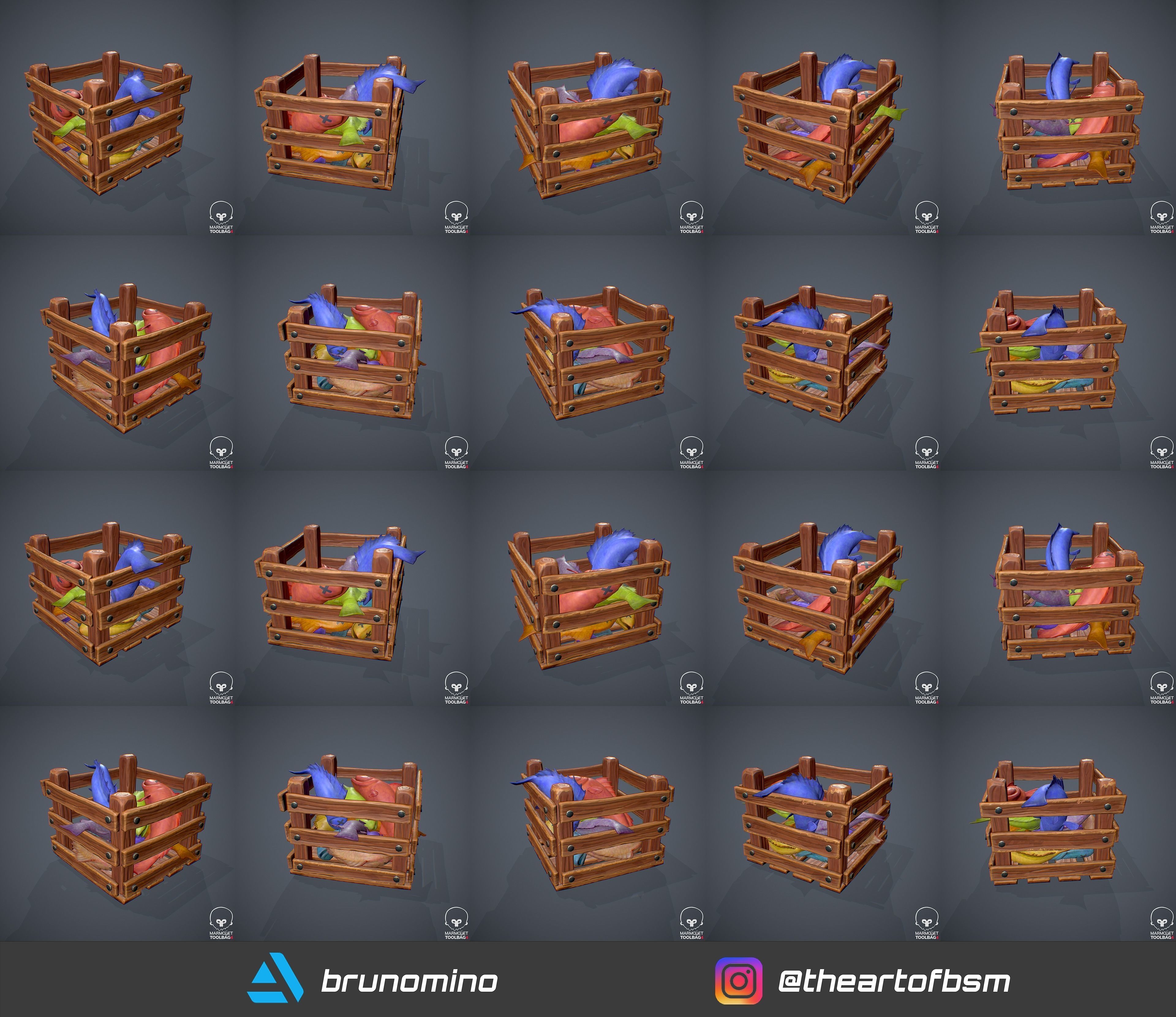 Stylized Box with Fishes - Game Ready Asset Low-poly 3D model_19