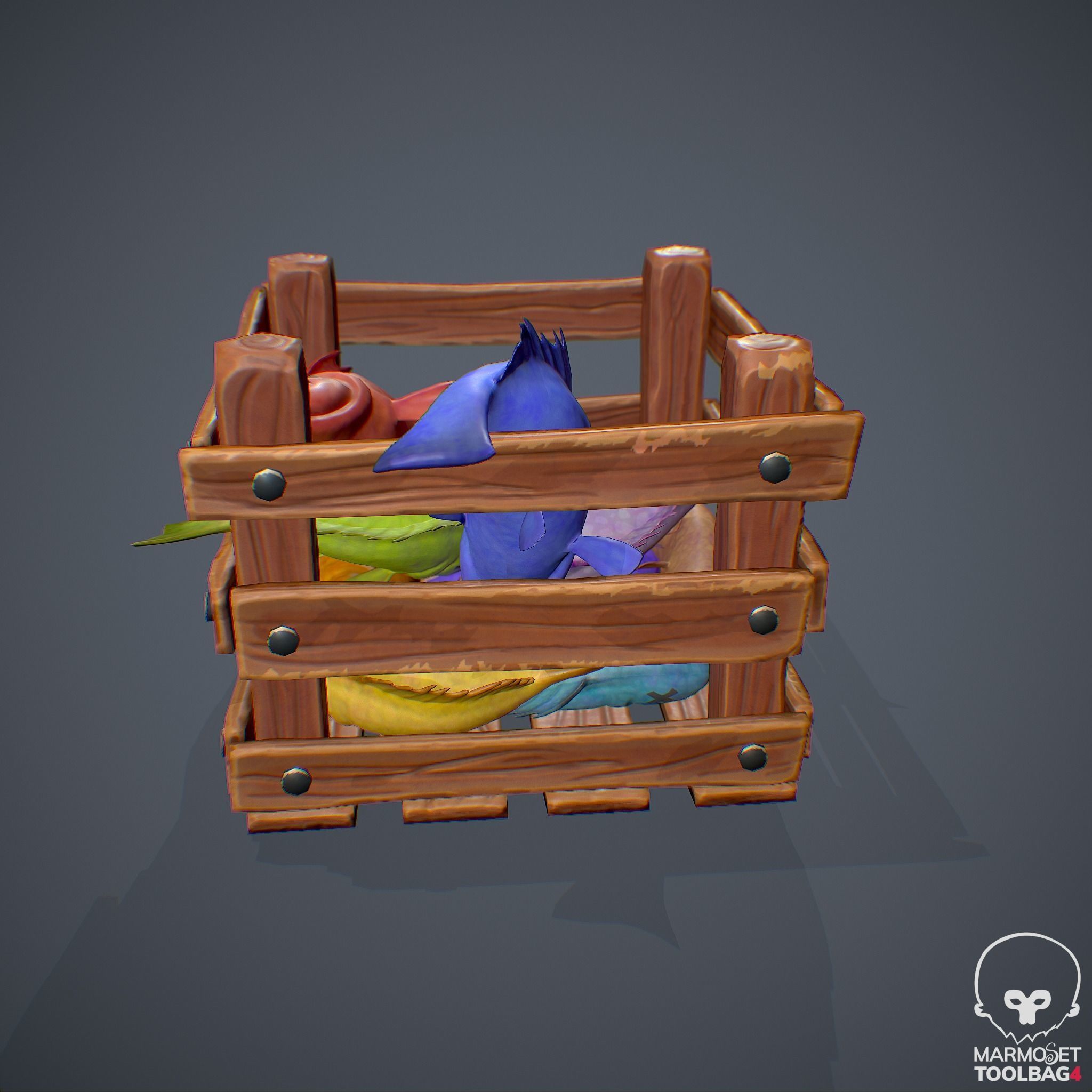 Stylized Box with Fishes - Game Ready Asset Low-poly 3D model_13