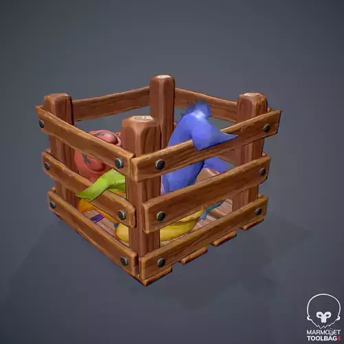 Stylized Box with Fishes - Game Ready Asset