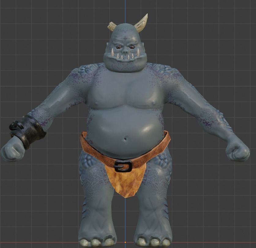 Goblin creature with big belly Low-poly 3D model_1