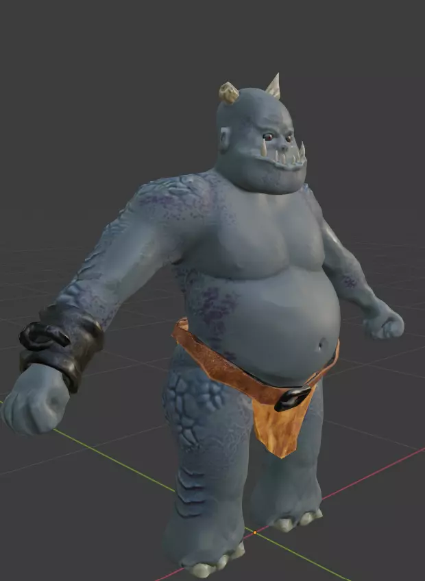 Goblin creature with big belly Low-poly 3D model_0