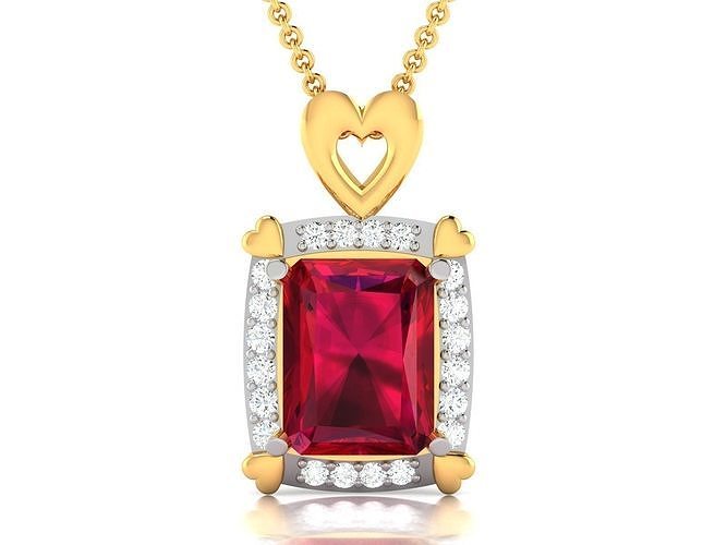 Women emerald Stone Pendant 3DM STL OBJ FBX Render Details 3D print model