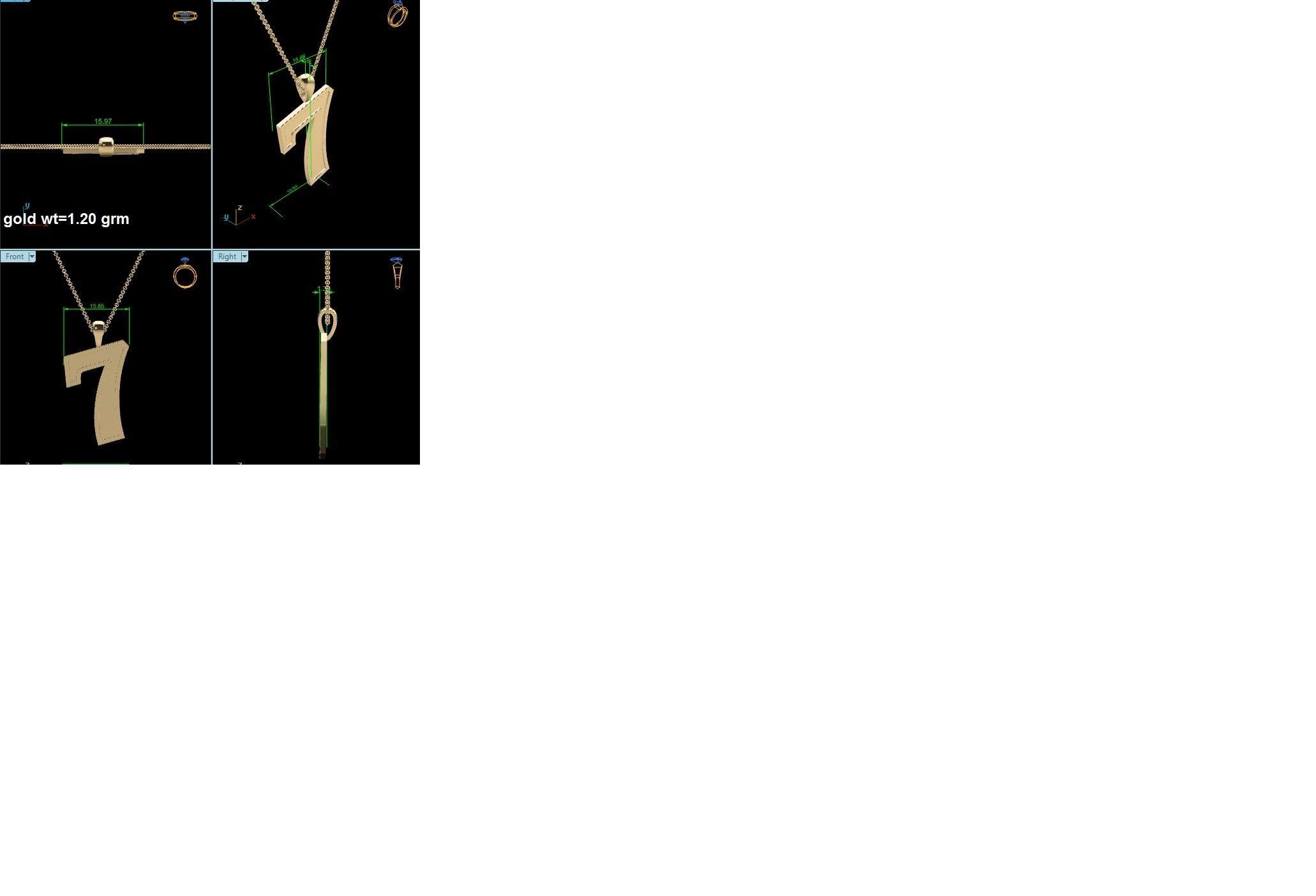 7 Number Pendant 3DM STL OBJ FBX Render Details 3D print model_4