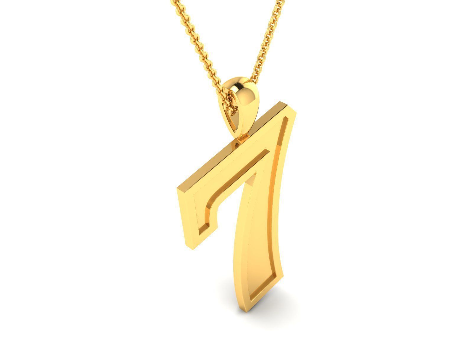 7 Number Pendant 3DM STL OBJ FBX Render Details 3D print model_1