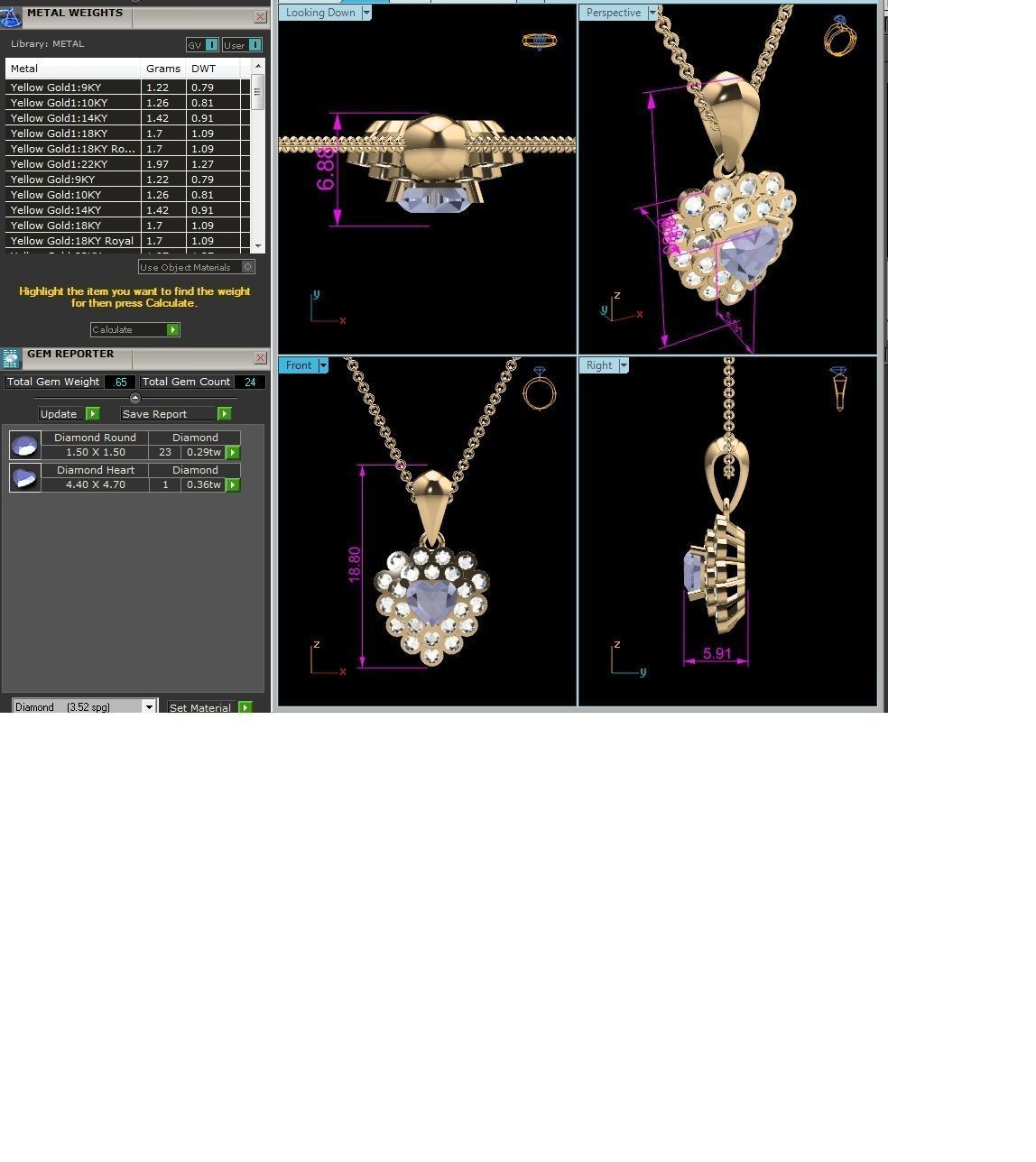 Women Heart Pendant 3DM STL OBJ FBX Render Details 3D print model_5