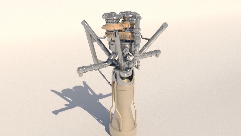 X405 Rocket engine Low-poly 3D model_1