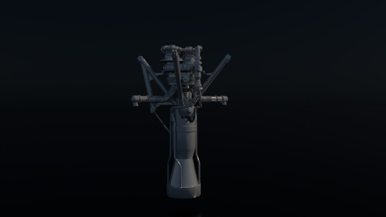 X405 Rocket engine Low-poly 3D model_3
