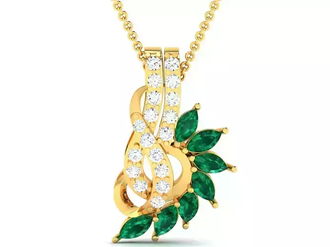 Women Marquise Stone Pendant 3DM STL OBJ FBX Render Details