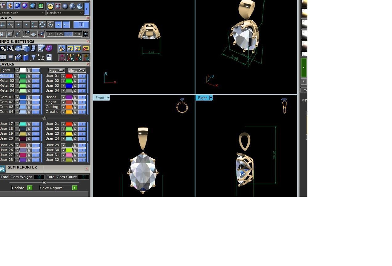 Women Oval Stone Pendant 3DM STL OBJ FBX Render Details 3D print model_8