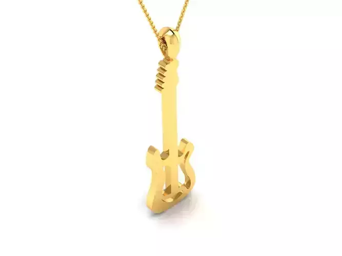 Pendant 3DM STL OBJ FBX Render Details guitar gold