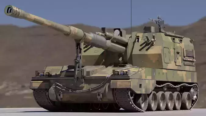 PLZ05 Self-propelled howitzer Low-poly 3D model