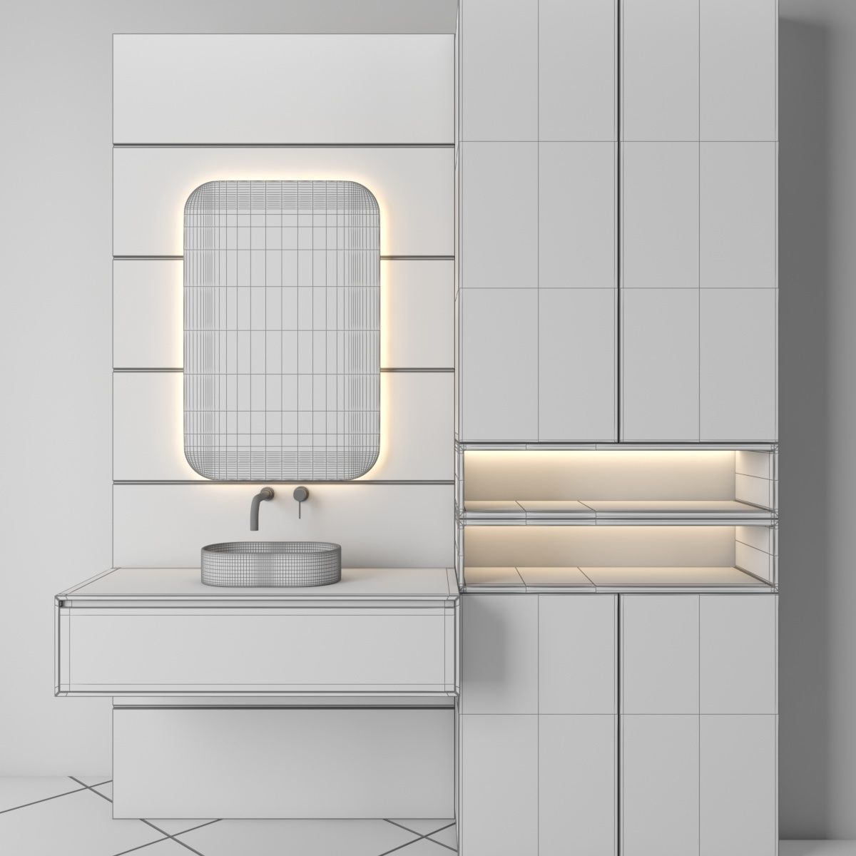 bathroom furniture set 44 3D model_5