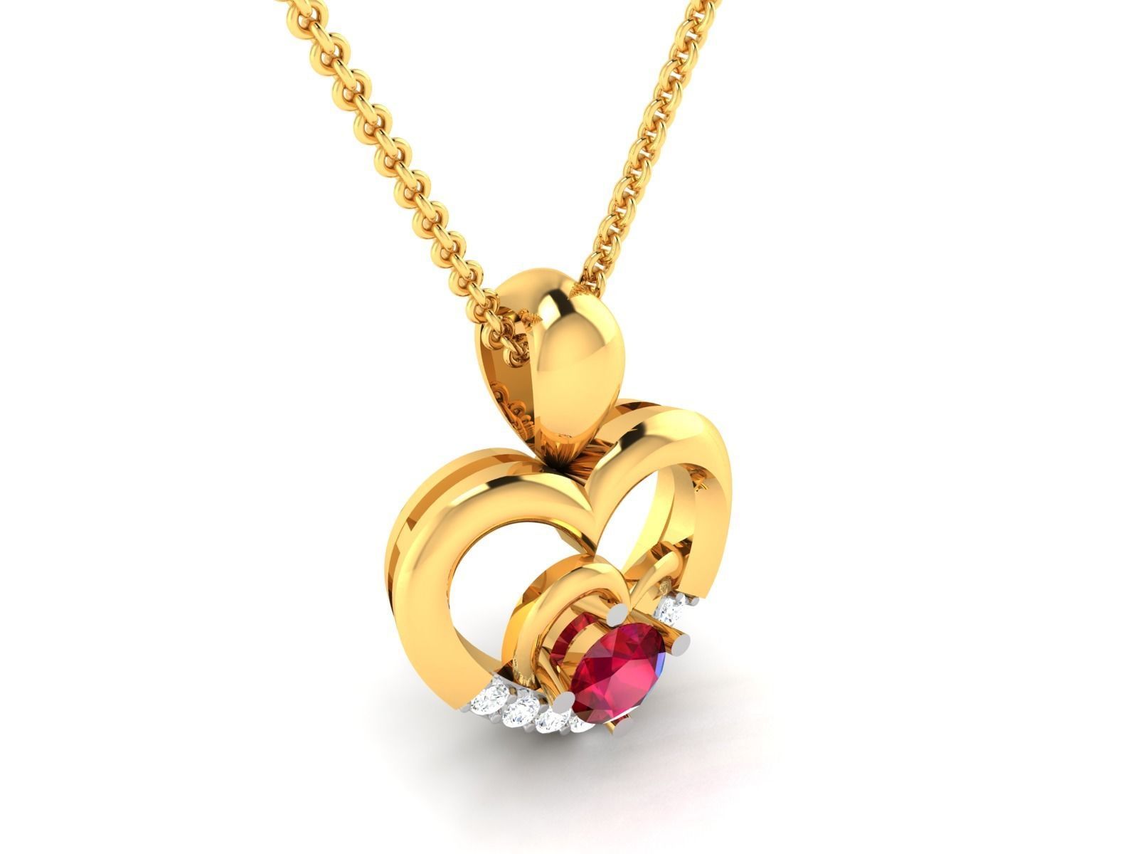 Women Heart Pendant 3DM STL OBJ FBX Render Details 3D print model_2