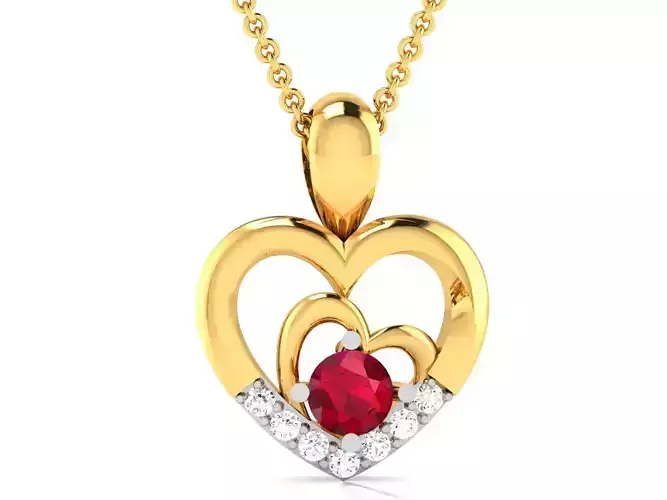 Women Heart Pendant 3DM STL OBJ FBX Render Details