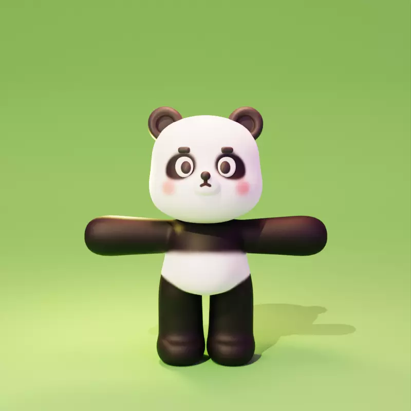 Cartoon cute Panda character design Free 3D model_0
