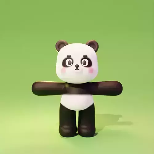 Cartoon cute Panda character design Free 3D model