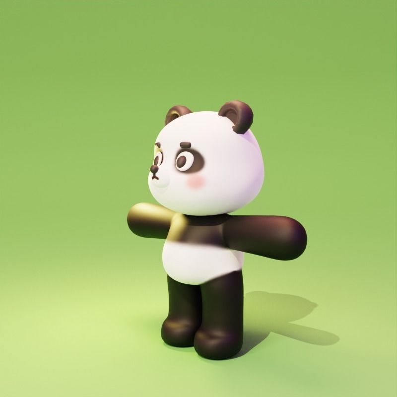 Cartoon cute Panda character design Free 3D model_2