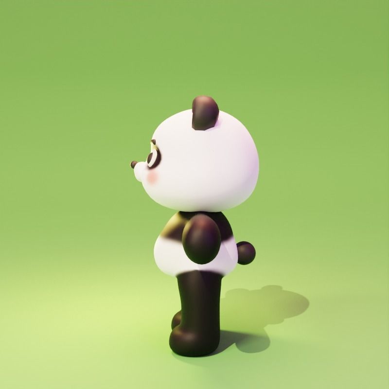 Cartoon cute Panda character design Free 3D model_4