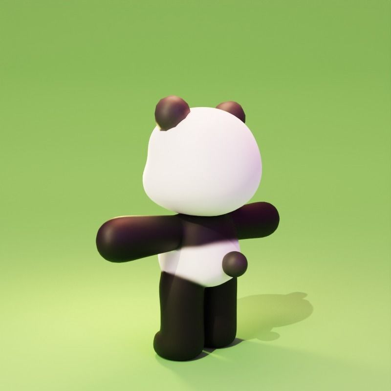 Cartoon cute Panda character design Free 3D model_6