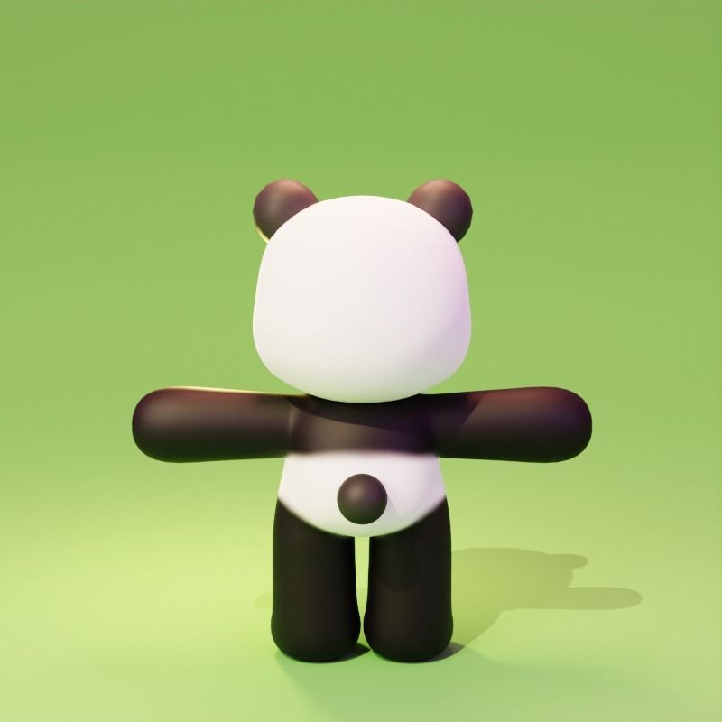 Cartoon cute Panda character design Free 3D model_8