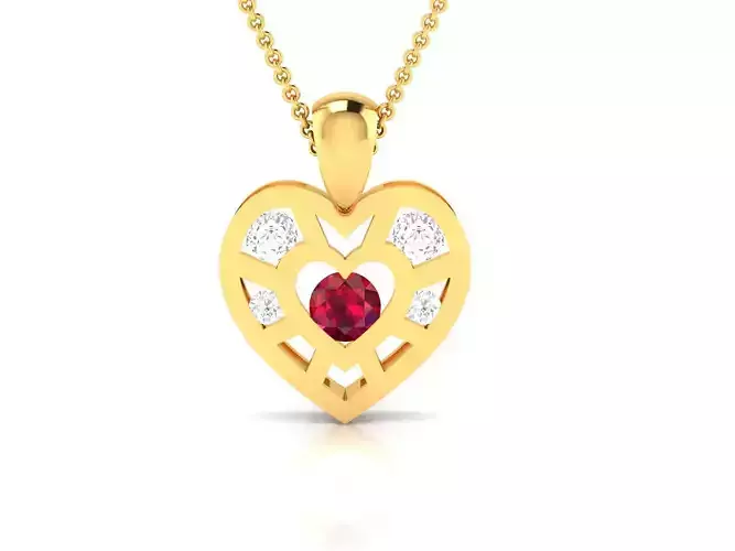 Women Heart Pendant 3DM STL OBJ FBX Render Details