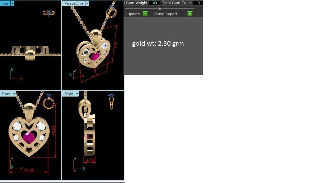 Women Heart Pendant 3DM STL OBJ FBX Render Details 3D print model_6