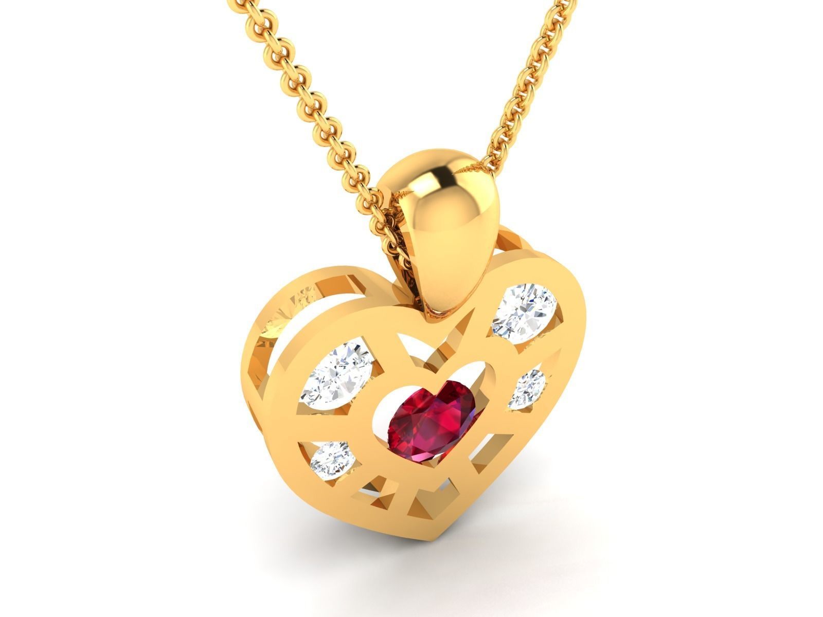 Women Heart Pendant 3DM STL OBJ FBX Render Details 3D print model_2