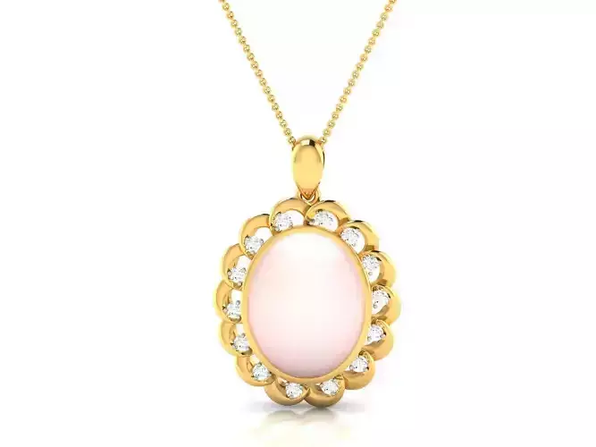 Women Opal Stone Pendant 3DM STL OBJ FBX Render Details