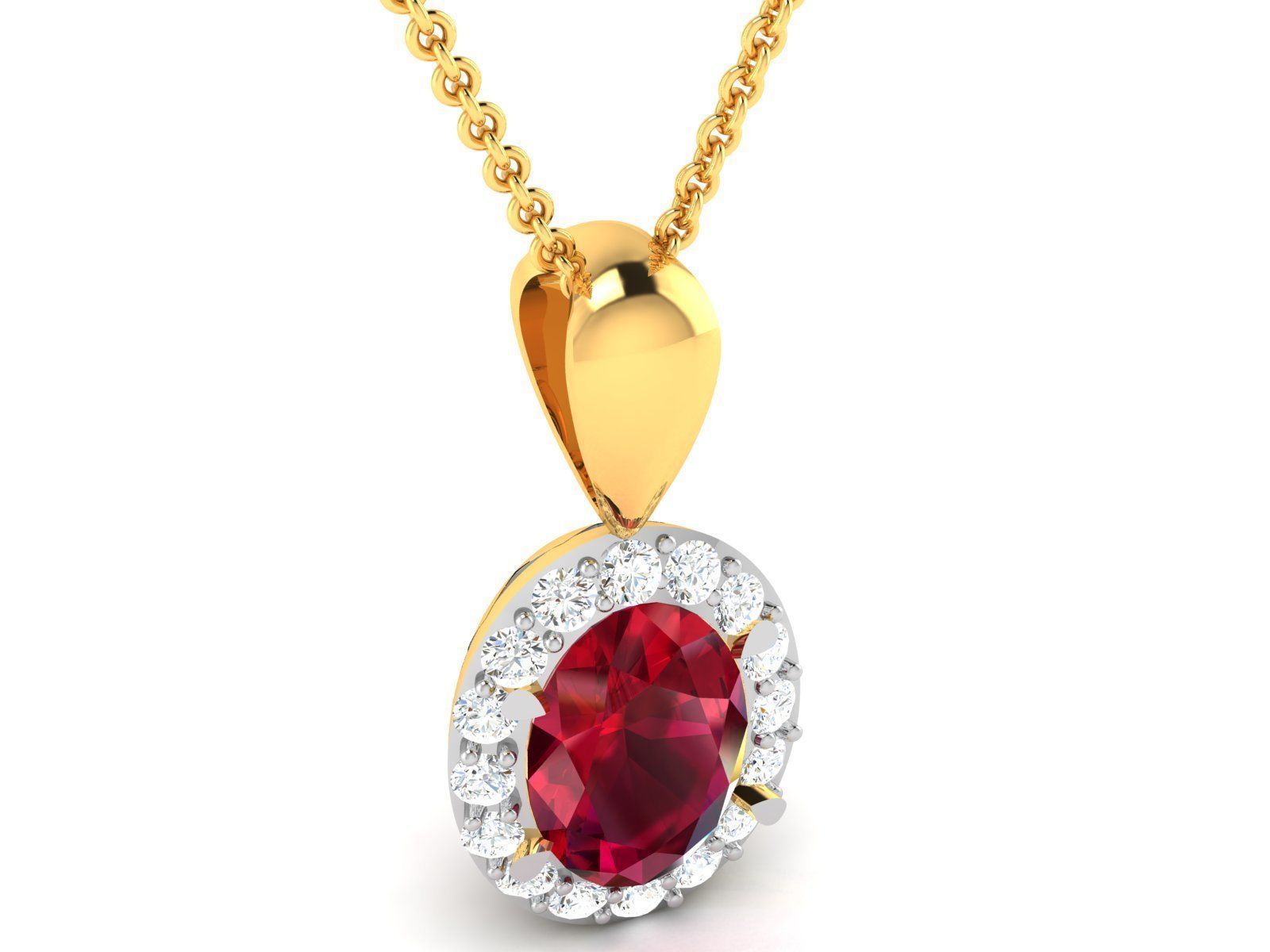 Women Oval Diamond Pendant 3DM STL OBJ FBX Render Details 3D print model_1