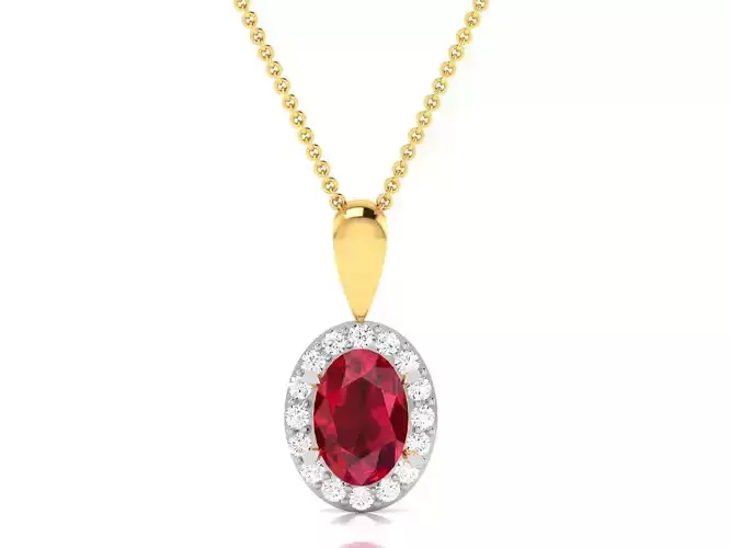 Women Oval Diamond Pendant 3DM STL OBJ FBX Render Details 3D print model