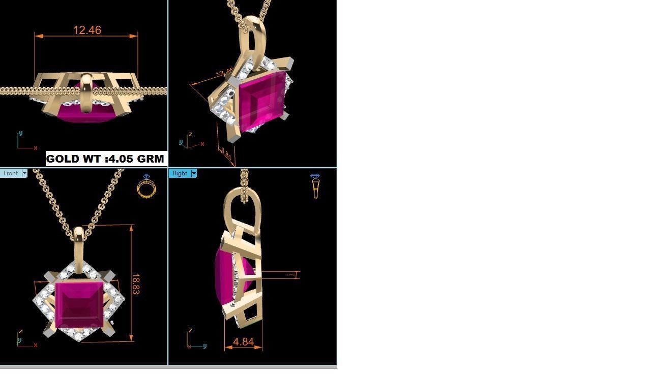 Women Princess Stone Pendant 3DM STL OBJ FBX Render Details 3D print model_5