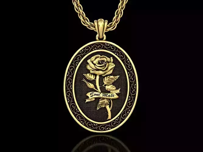 The Rose Soulmate Oval Medallion Pendant V2