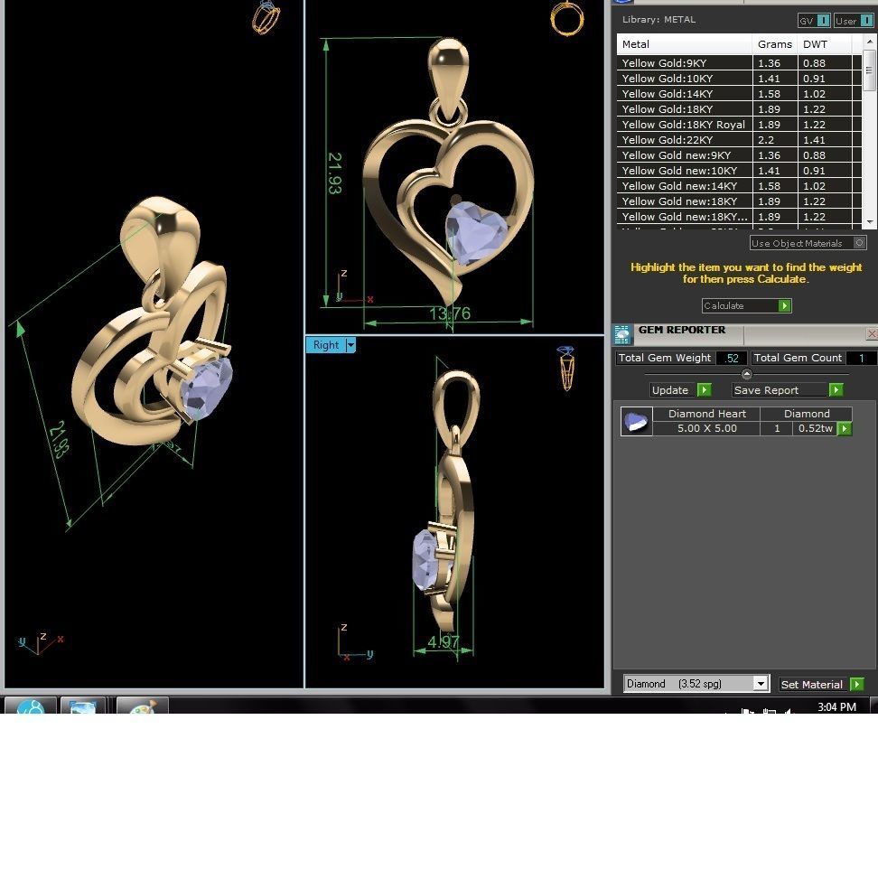 Women Heart Stone Pendant 3DM STL OBJ FBX Render Details 3D print model_8