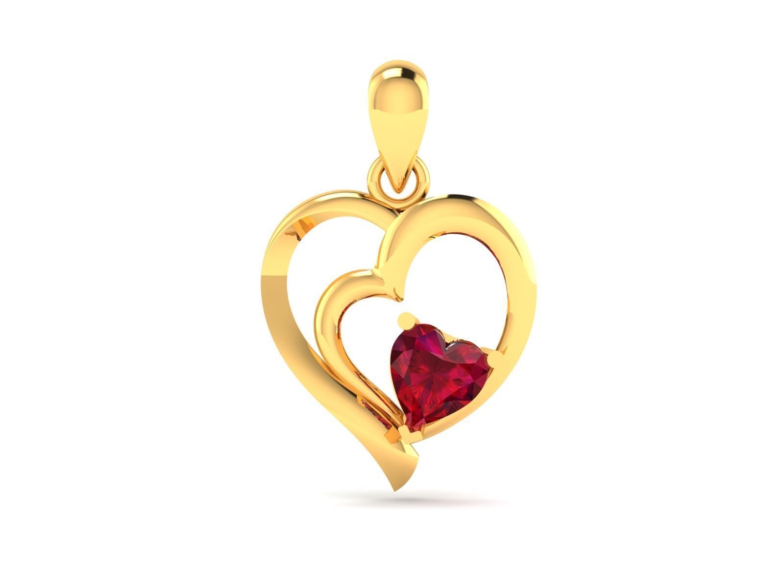 Women Heart Stone Pendant 3DM STL OBJ FBX Render Details 3D print model_5