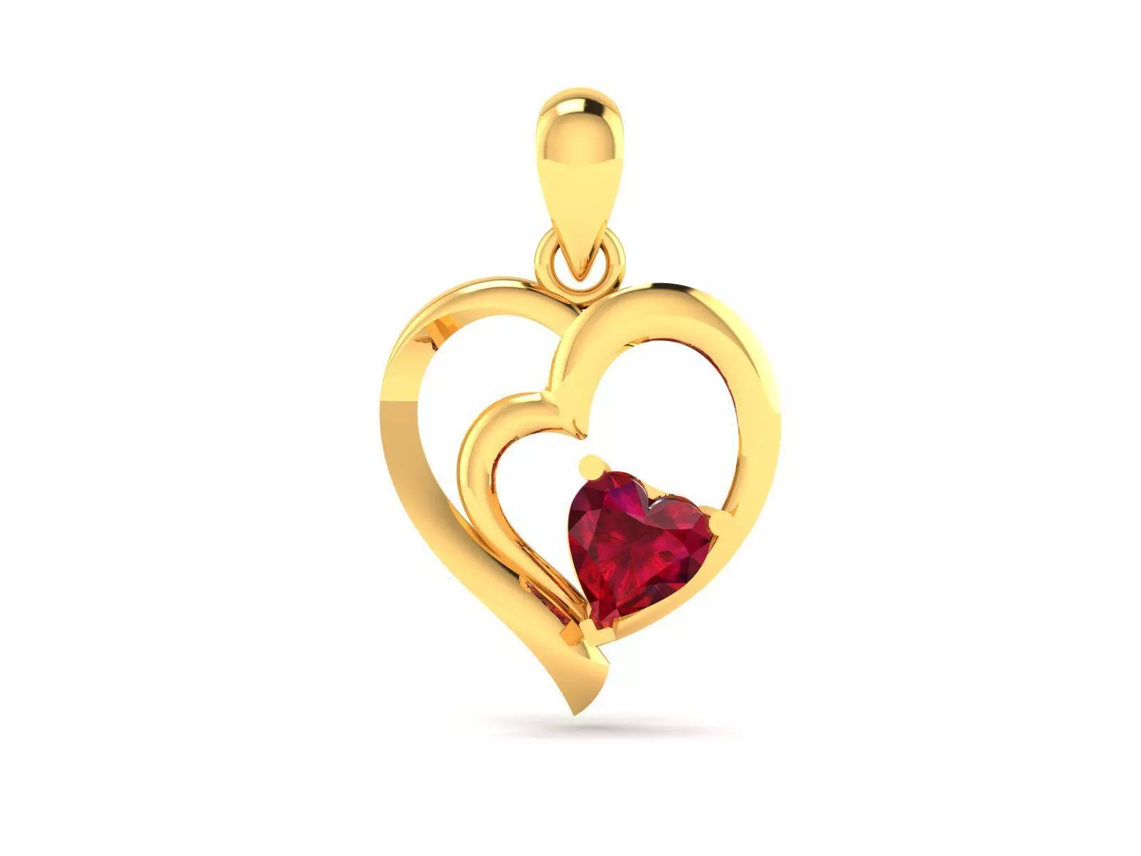 Women Heart Stone Pendant 3DM STL OBJ FBX Render Details 3D print model_0