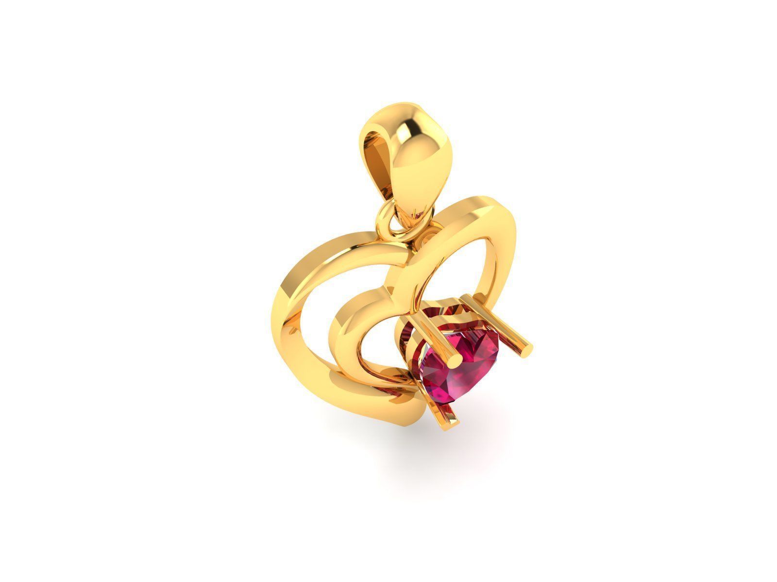 Women Heart Stone Pendant 3DM STL OBJ FBX Render Details 3D print model_3