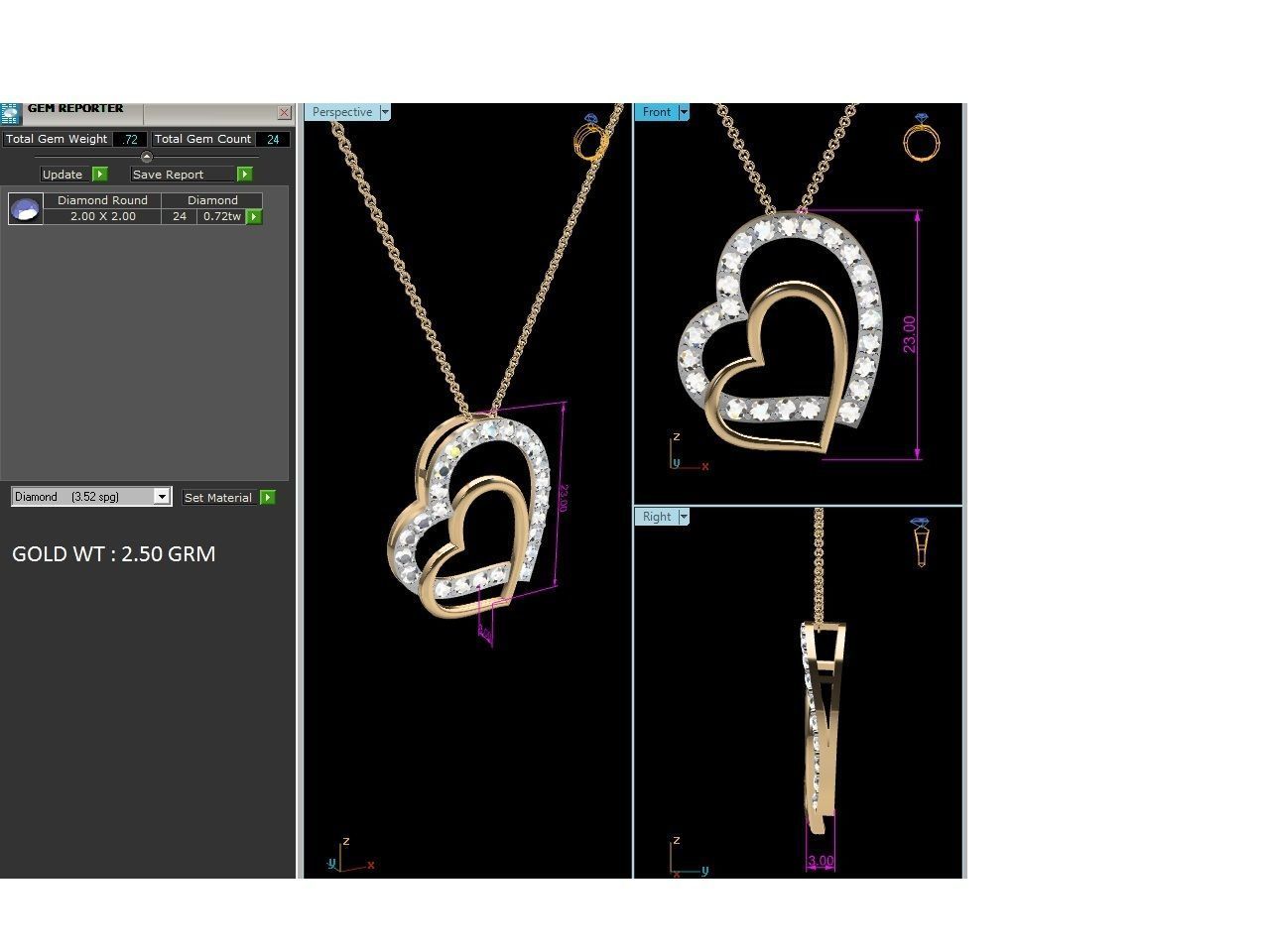Women Heart Pendant 3DM STL OBJ FBX Render Details 3D print model_4