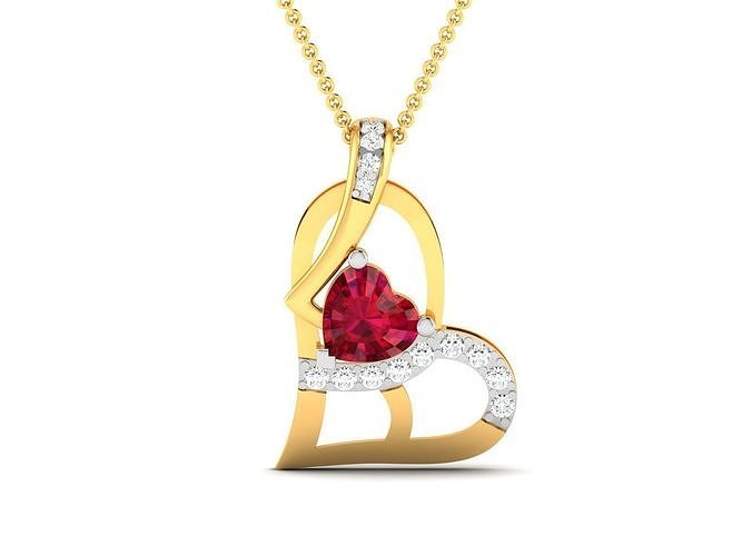 Women Heart Stone Pendant 3DM STL OBJ FBX Render Details 3D print model