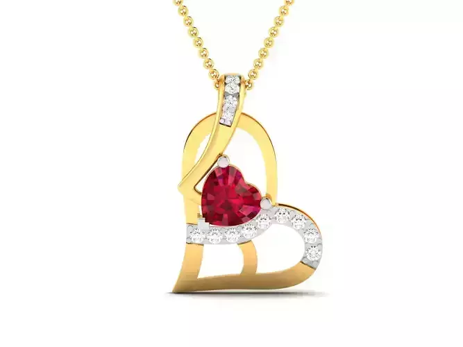 Women Heart Stone Pendant 3DM STL OBJ FBX Render Details