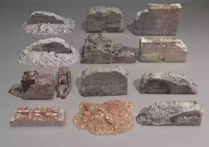 Construction waste Low-poly 3D model