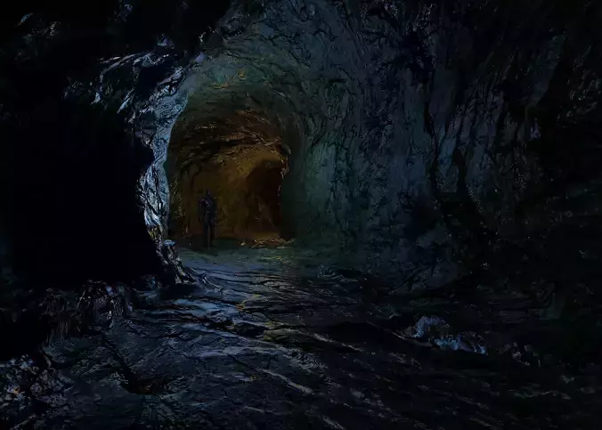 cave with tunnel Low-poly 3D model