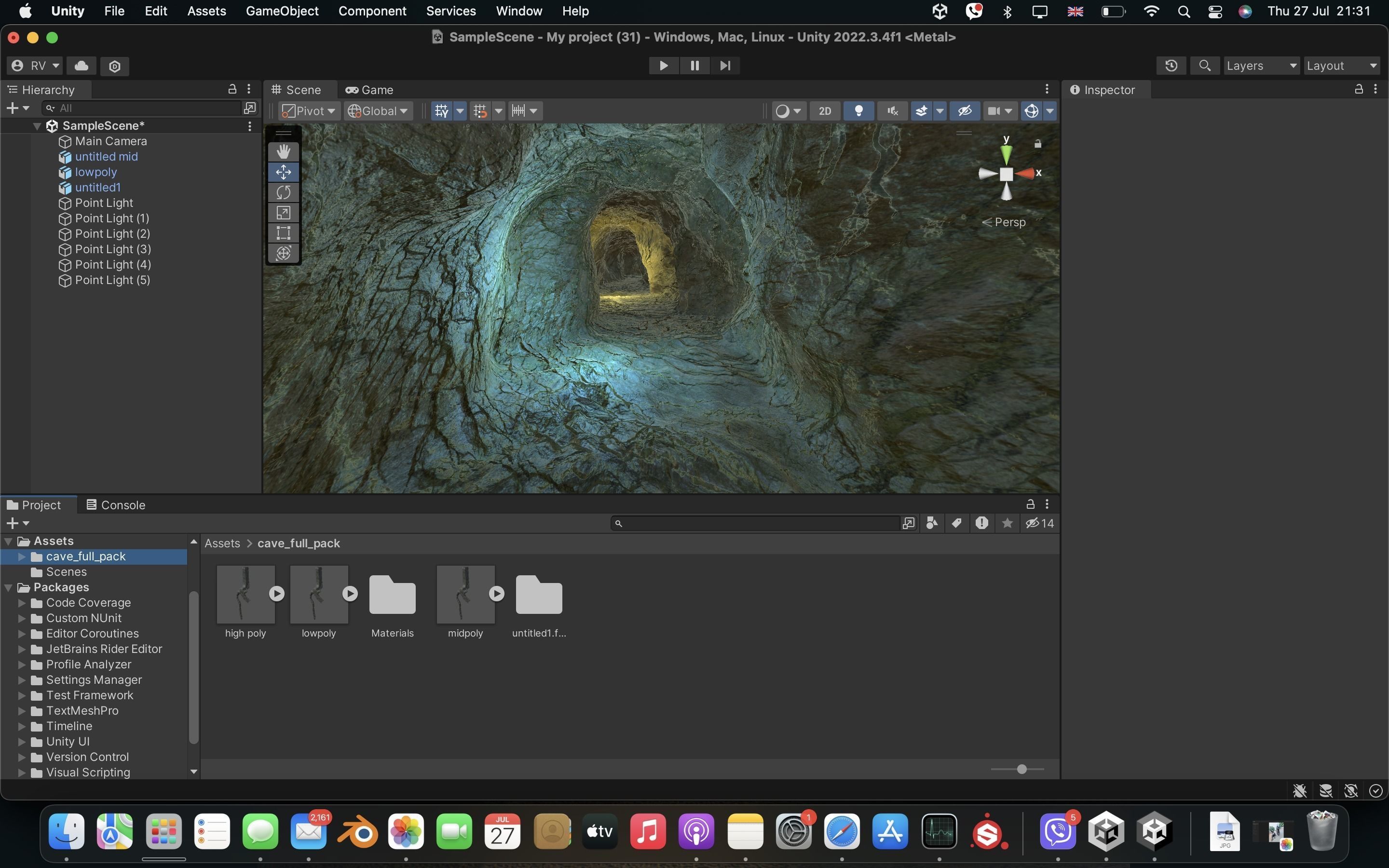 cave with tunnel Low-poly 3D model_1