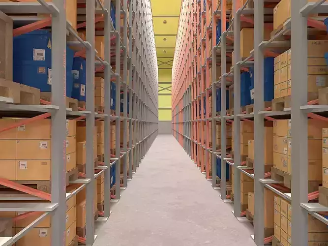 Warehouse filled with pallets and boxes