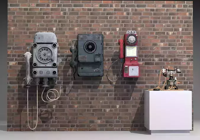 Old fashioned telephone Low-poly 3D model