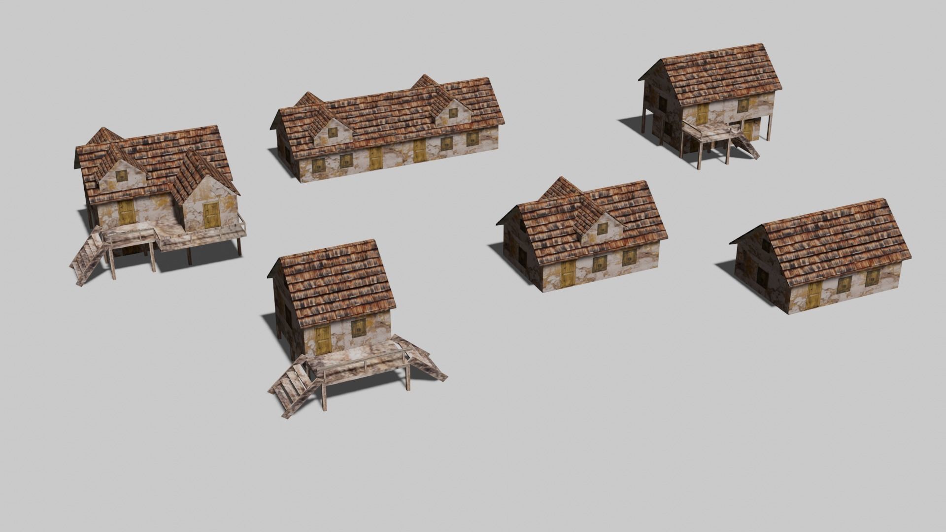 Old House Pack Exterior Low-poly 3D model_1