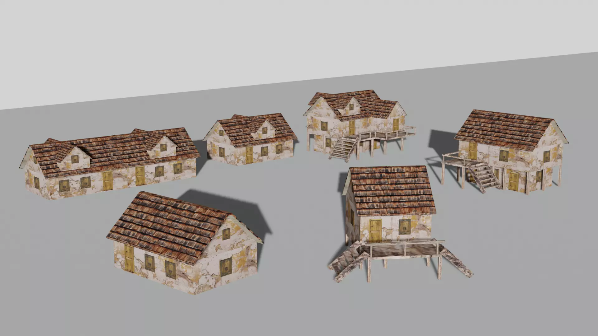 Old House Pack Exterior Low-poly 3D model_0