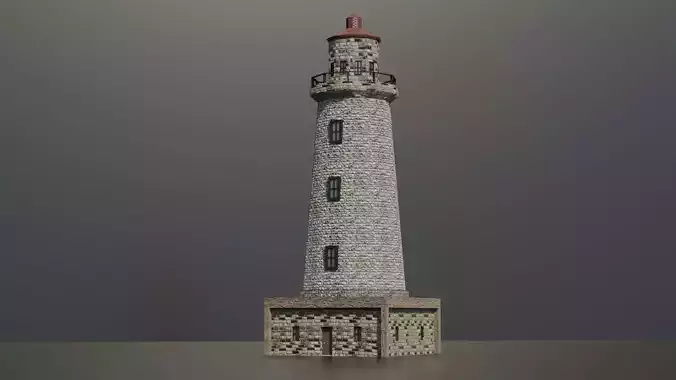 Stone Brick Old Lighthouse 02 Low-poly 3D model